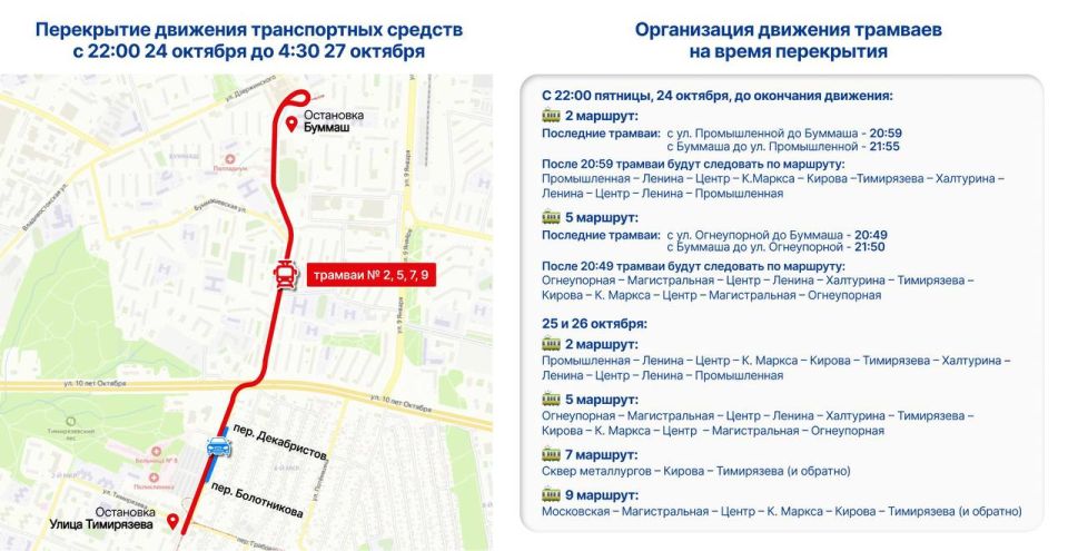 Напоминаем, в Ижевске временно ограничат движение трамваев и автомобильного транспорта из-за ремонта трамвайных путей по улице Серова