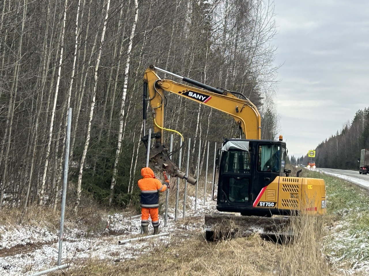 Ограждение от диких животных установили на дороге Ижевск — Воткинск Ограждение от диких животных установили на дороге Ижевск — Воткинск