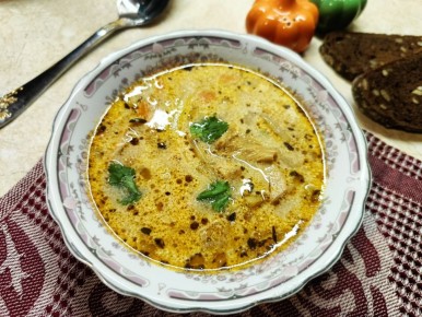 Польский суп из рубца - густой, наваристый, пряный