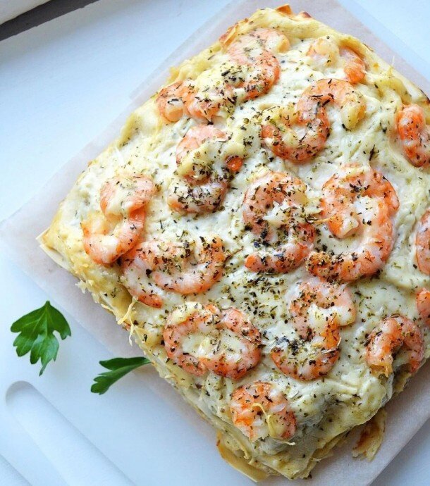 Непревзойдённая лазанья с нежными креветками и лососем