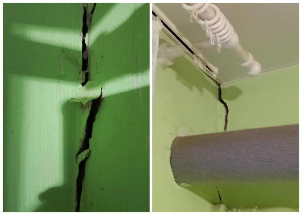 Жильцы дома №1 по улице Молодёжной в посёлке Ува пожаловались на расползающиеся трещины по стенам в подъезде и в квартире