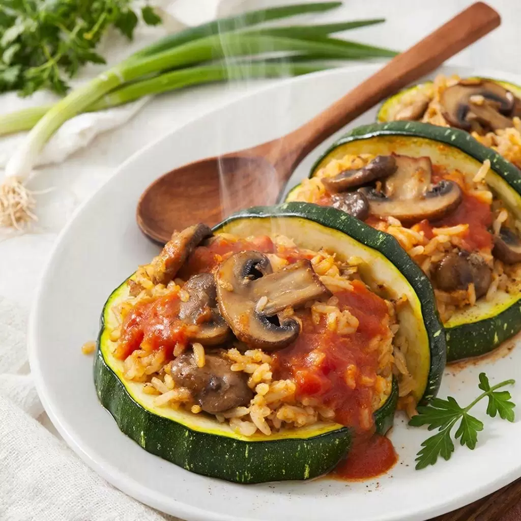 Нежные фаршированные кабачки с грибами