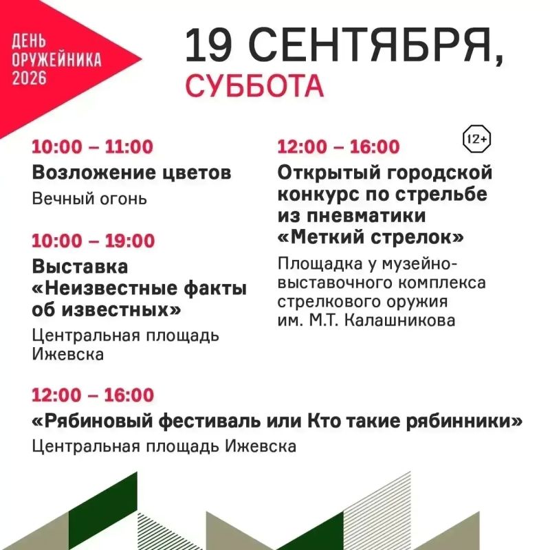 Гулять - так гулять . 19 сентября Ижевск отметит День оружейника Гулять - так гулять . 19 сентября Ижевск отметит День оружейника